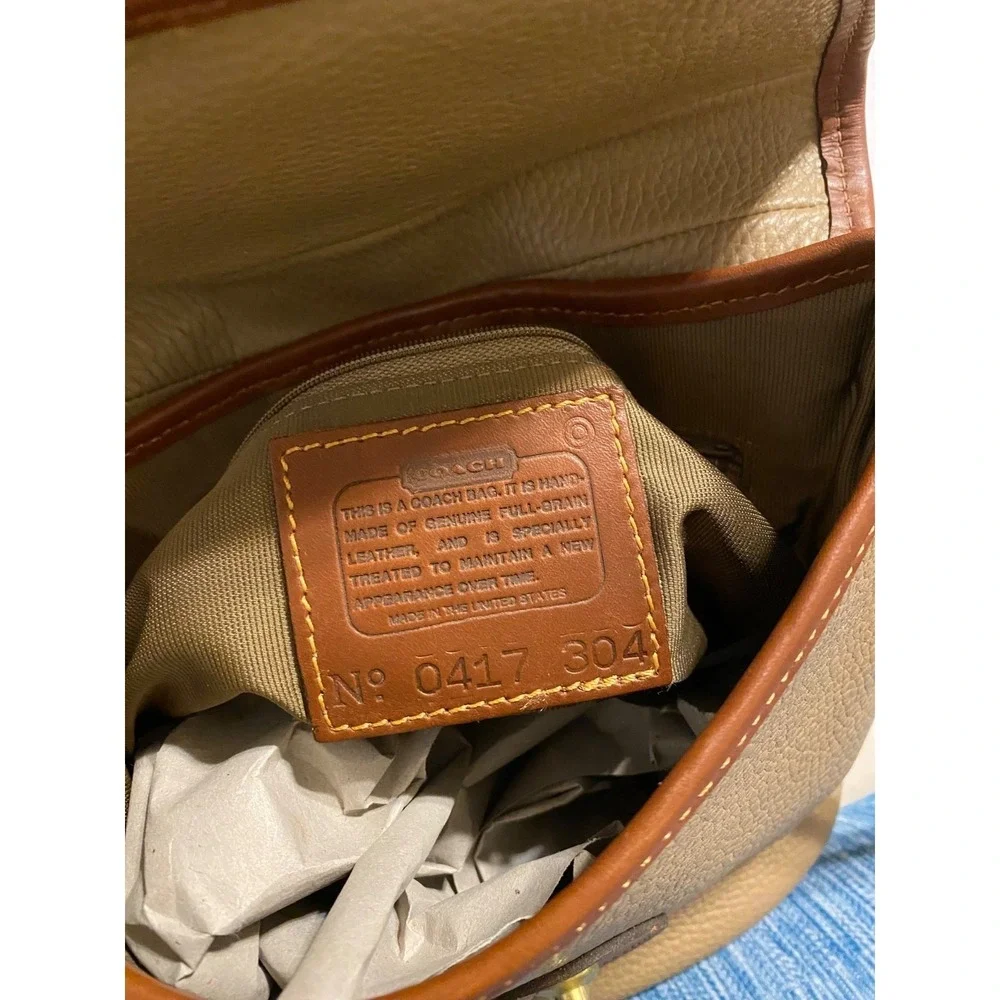 Coach Sheridan Stewart Bag Taupe‎ Brown Leather Crossbody Vintage Pre 1994